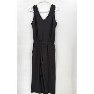 Old Navy Small Breathe On Jumpsuit W Dark Gray V-Neck Sleeveless Wide Leg Pocket